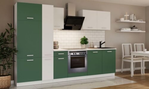 Kitchen set with countertop, kitchen 290 cm Toni green labrador