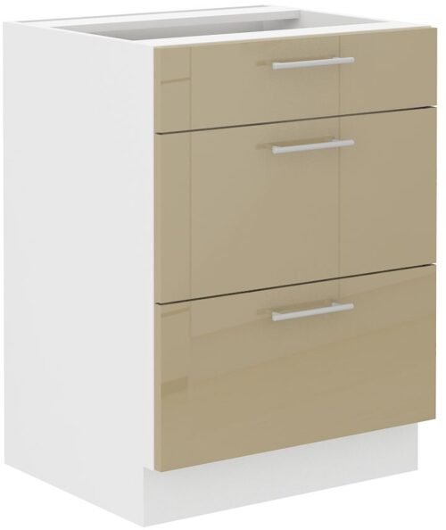 Base cabinet 60 cm with drawers Lara Cappucino 60 D3S BB Quadro