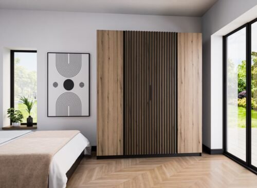 Kaja BL/EV-BL 2F four-door wardrobe, 2 slats