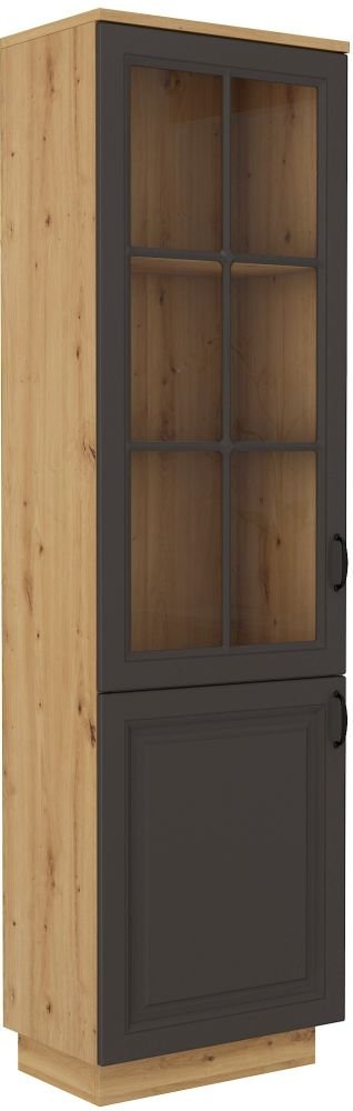 Stylish display case with 2D cabinet, gray Flawia