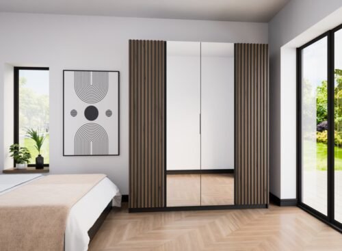 Kaja BL/EV-BL 2 four-door wardrobe with grille and 2 mirrors