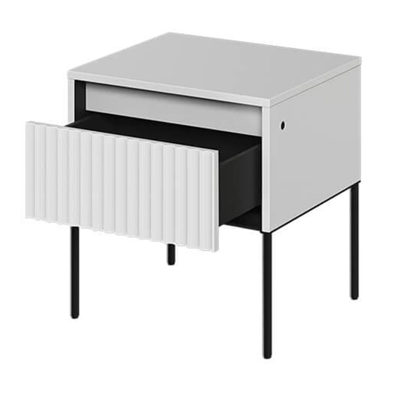 TREND 10-piece milled bedside table set | White, black legs - Image 3