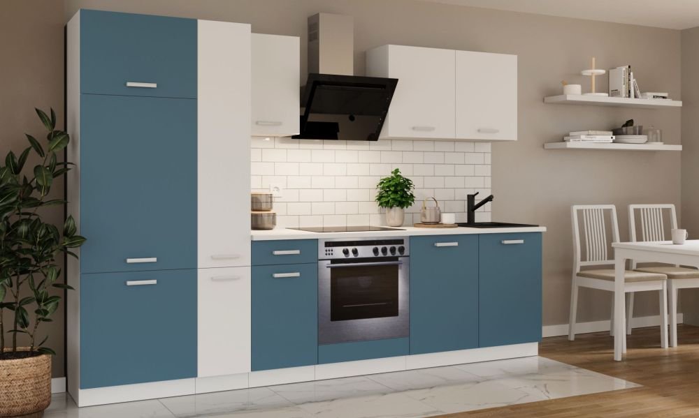 Kitchen set with countertop, kitchen 290 cm Toni skagerrak dark blue