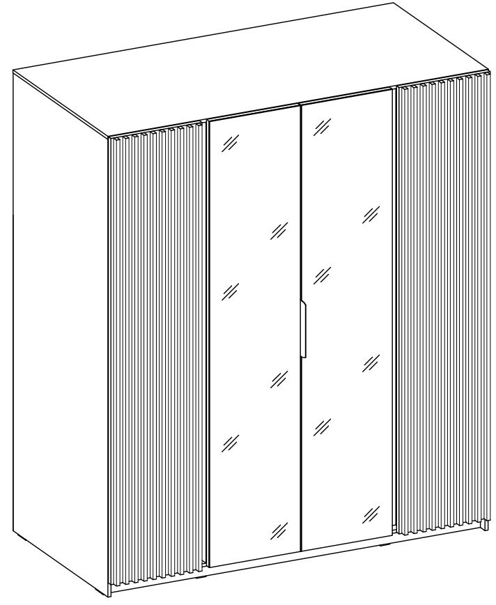 Kaja EV/BL-EV 2 four-door wardrobe with grille and 2 mirrors - Image 6