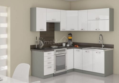 Bianka Kitchen corner set 190-170 cm, white glossy