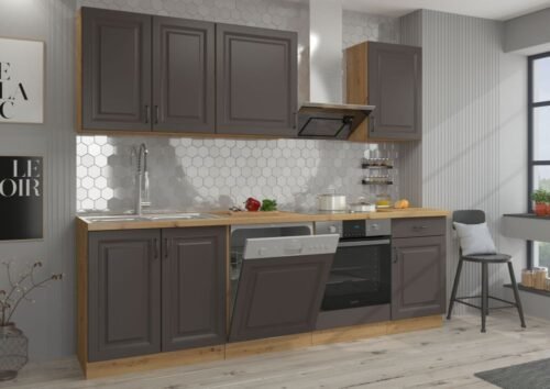 Stillo kitchen set made of graphite, 250 cm