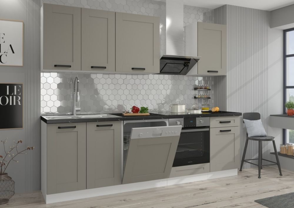 Luna 60 cm tall refrigerator cabinet white/clay grey 60 LO-210 2F - Image 4