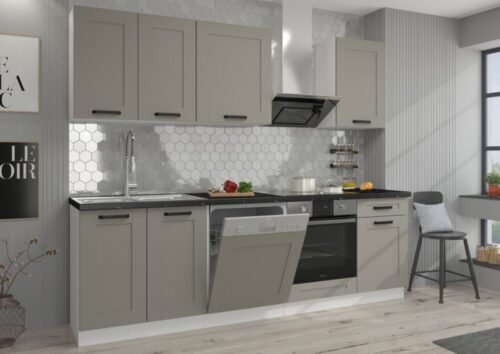 Luna white/clay gray kitchen set, kitchen 250 cm