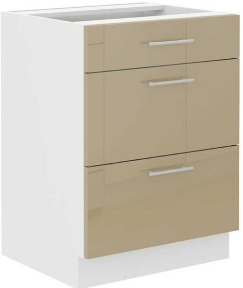 Base cabinet 60 cm drawers Lara Cappucino 60 D 3S BB PREM BOX