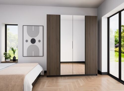 Kaja BL/BL-EV 2 four-door wardrobe with grille and 2 mirrors