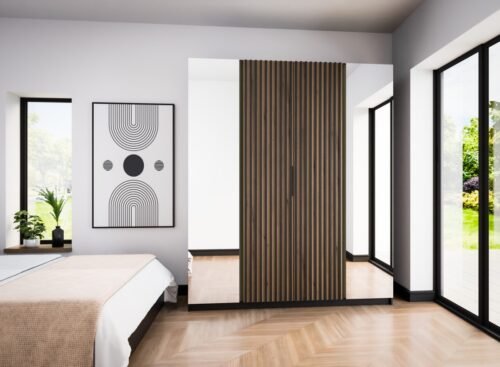 Kaja BL/EV-BL four-door wardrobe, 2 mirrors, 2 rails