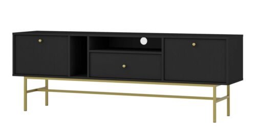 TV stand with cabinets and drawer Tokyo 2K1S black