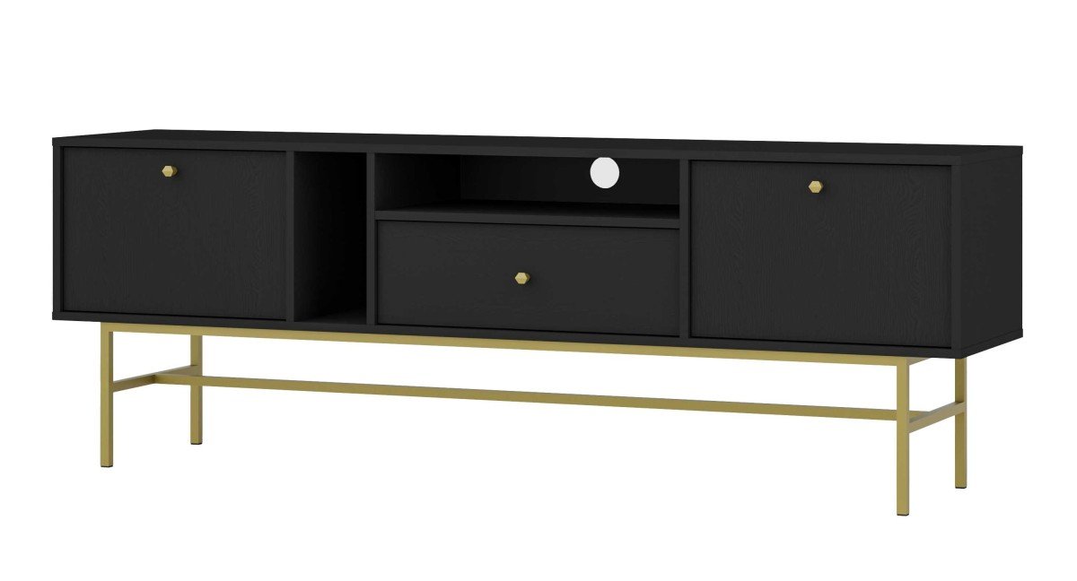 TV stand with cabinets and drawer Tokyo 2K1S black
