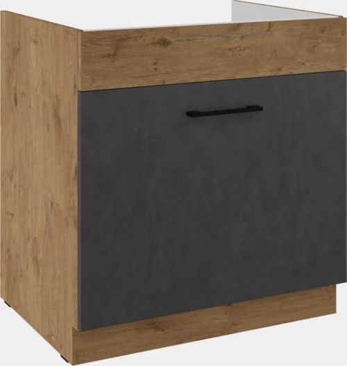 Base cabinet 80 cm, sink, drawer, Vigo graphite matt color, 80 ZL 1S BB PREMIUM BOX