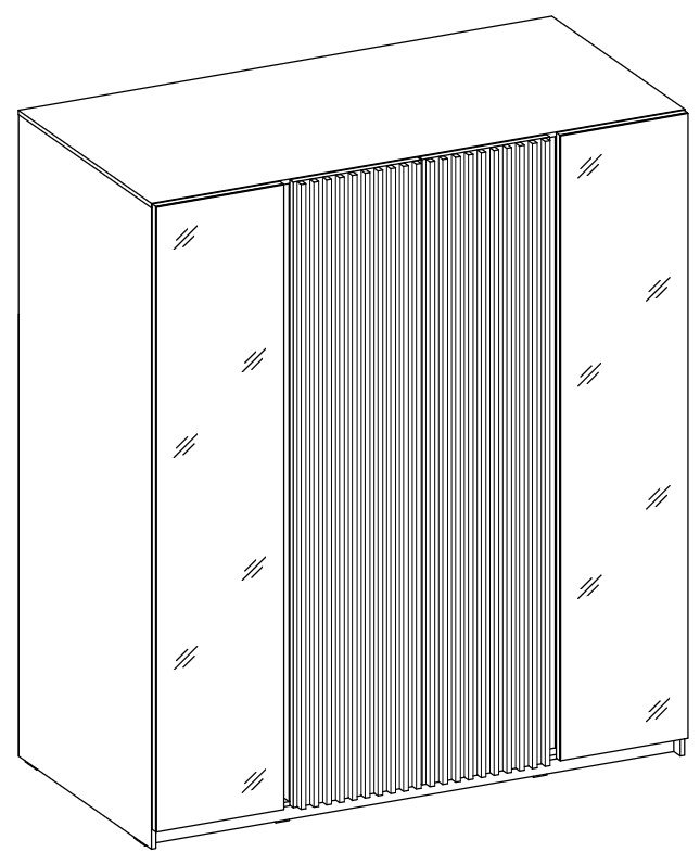 Kaja EV/BL-EV four-door wardrobe, 2 mirrors, 2 rails - Image 6