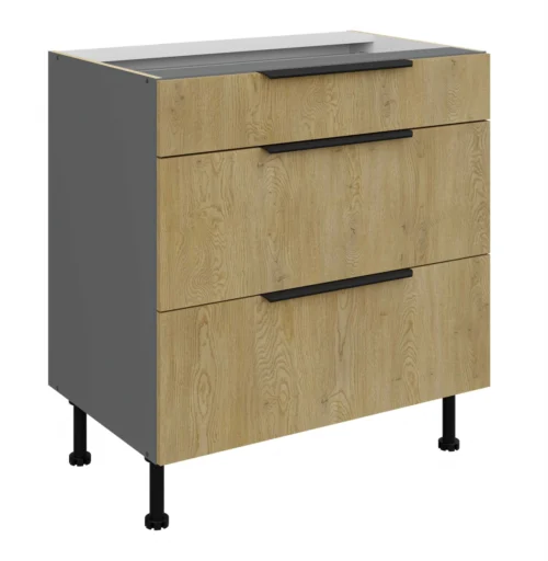 Base cabinet 80 cm with drawers Cremona anthracite 80 D 3S BB