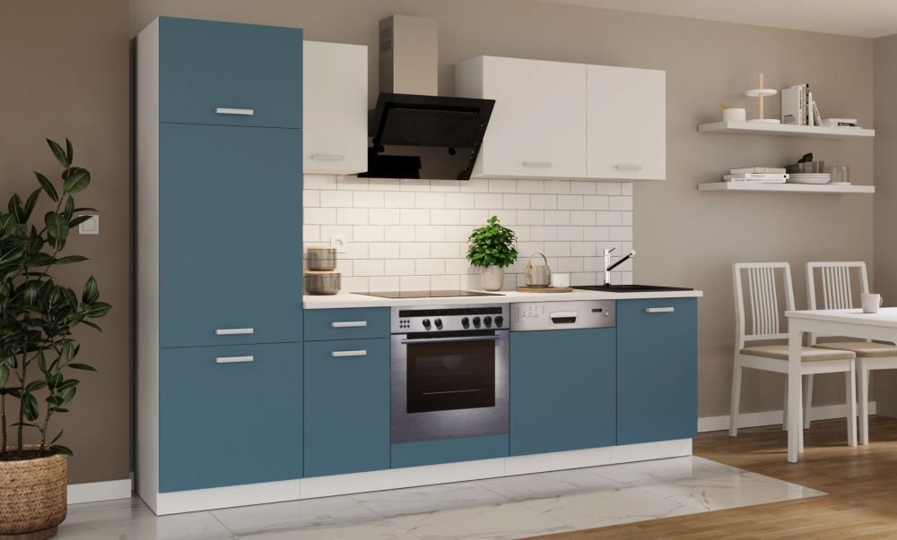 Kitchen set with countertop, kitchen 270 cm Toni skagerrak dark blue