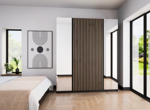Kaja BL/BL-EV four-door wardrobe, 2 mirrors, 2 rails
