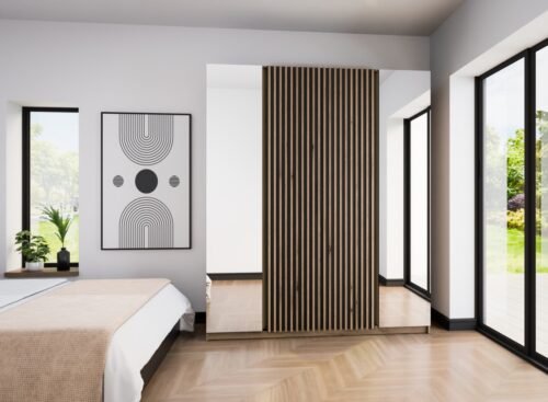 Kaja EV/BL-EV four-door wardrobe, 2 mirrors, 2 rails