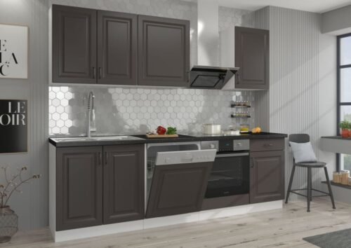 Stillo kitchen set white/graphite color, kitchen 250 cm