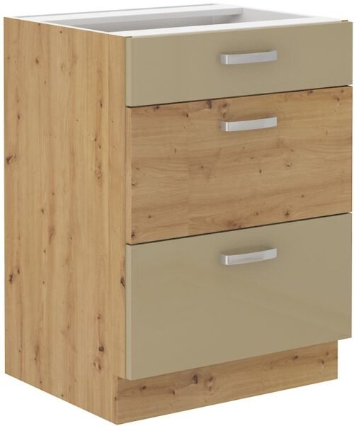 Base cabinet 60 cm with drawers Artisan cappuccino glossy 60 D 3S BB