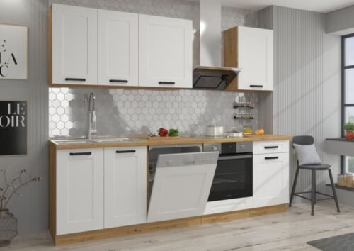 Luna kitchen set, kitchen 250 cm white/craftsman style