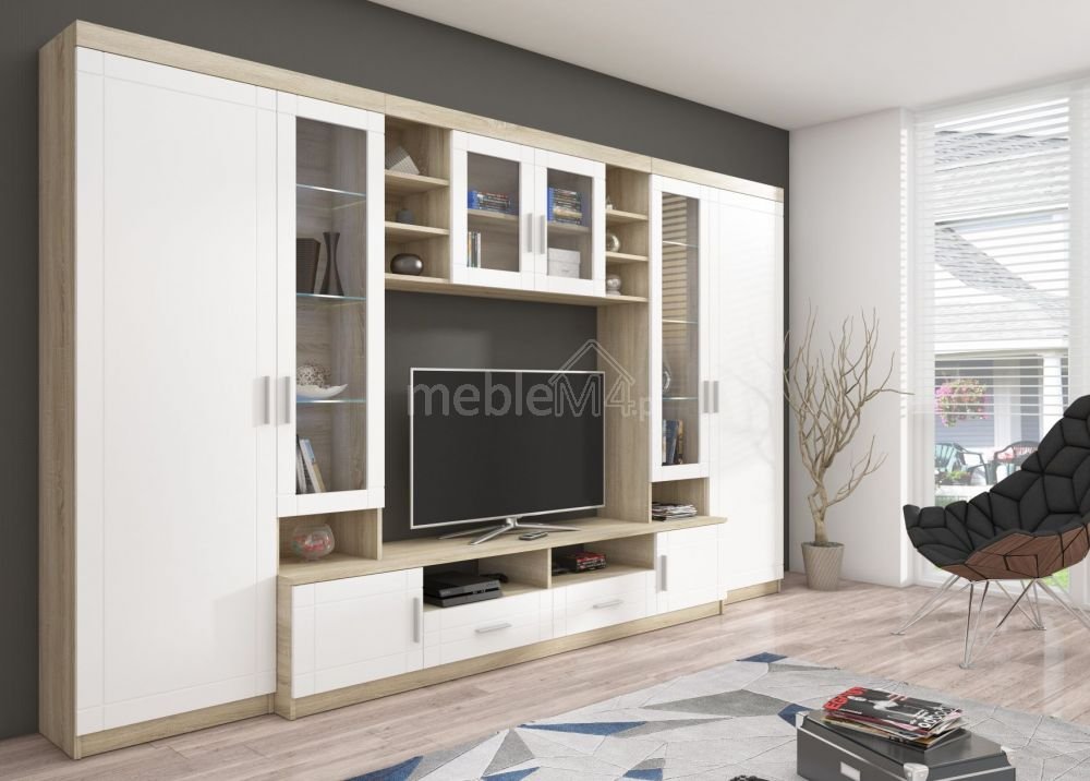 Paris wall cabinet, white - sonoma oak