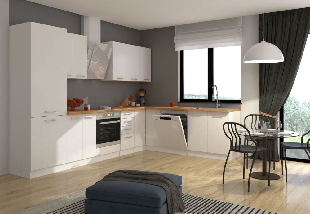 Corner kitchen Eko white cabinet set 310/230 cm