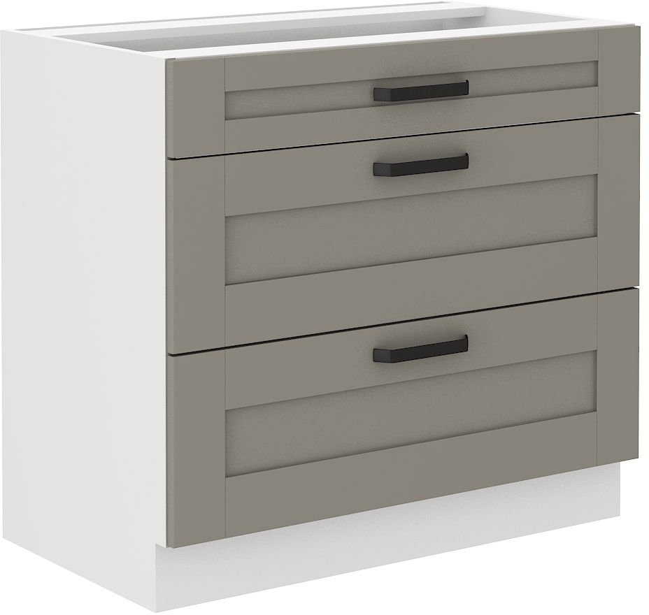 Luna white/clay grey 80 D 3S BB base cabinet 80 cm drawers