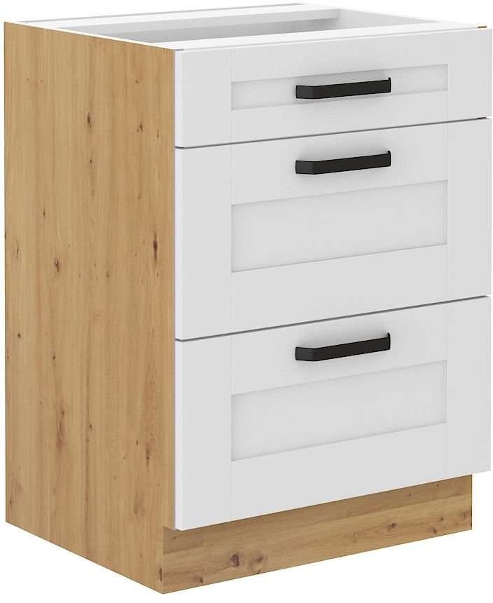 Base cabinet 60 cm with drawers Luna white/artisan 60 D 3S BB