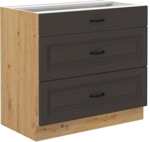 Base cabinet 80 cm with drawers Stillo artisan/graphite color 80 D 3S BB