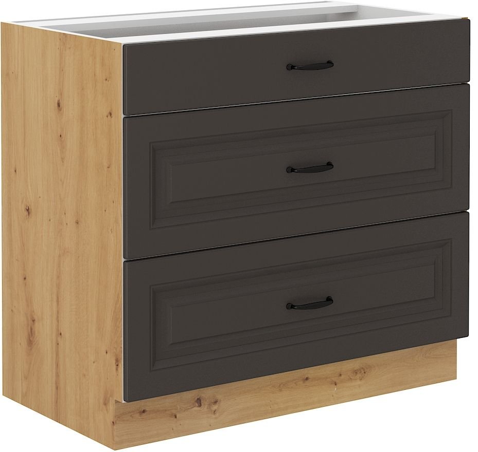 Base cabinet 80 cm with drawers Stillo artisan/graphite color 80 D 3S BB