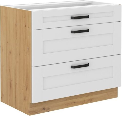 Base cabinet 80 cm with drawers Luna white/artisan 80 D 3S BB