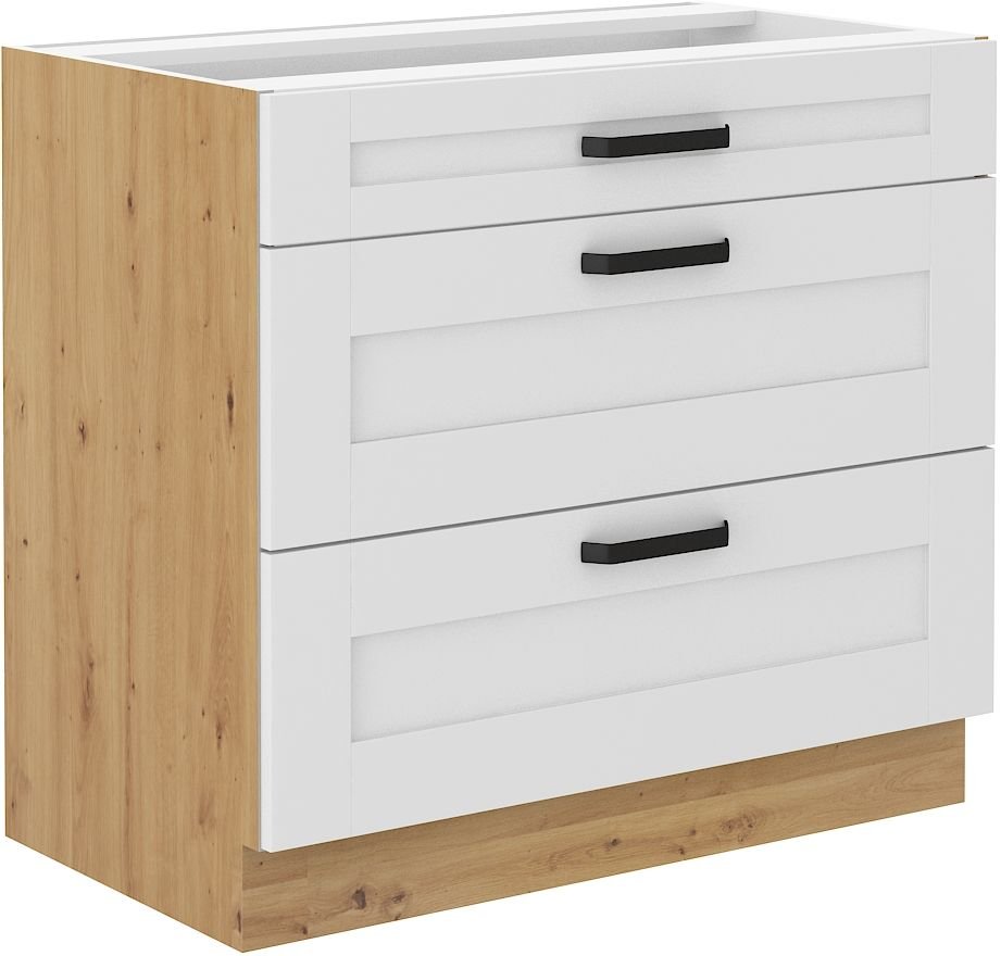 Base cabinet 80 cm with drawers Luna white/artisan 80 D 3S BB