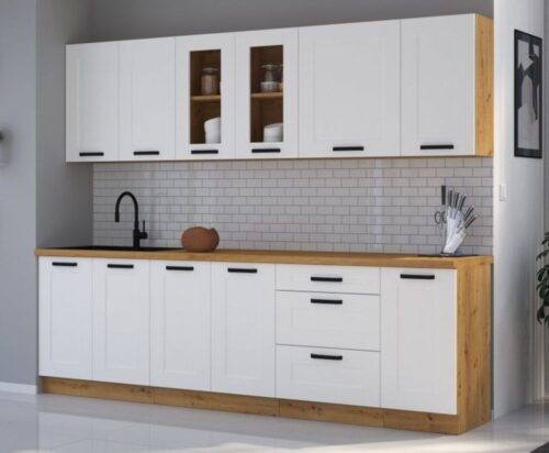 Kitchen set, kitchen 260 cm white/artisan Luna
