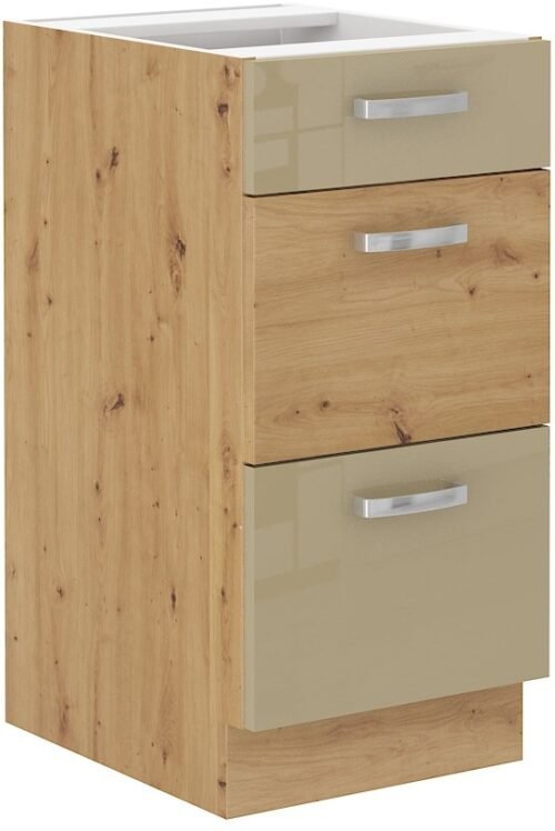 Base cabinet 40 cm with drawers Artisan cappuccino glossy 40 D 3S BB PREM BOX