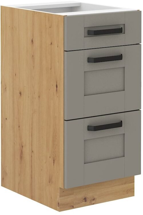 Base cabinet 40 cm with drawers Luna artisan/clay grey 40 D 3S BB