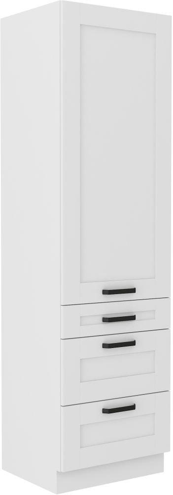 Luna white 60 cm pantry cabinet with drawers DKS-210 3S 1F