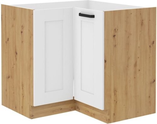 Base corner cabinet 90/90 cm Luna white/artisan 90×90 ND 2F BB