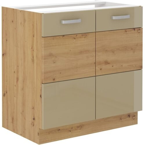 Base cabinet 80 cm Artisan sink cappuccino glossy 80 ZL 2F BB