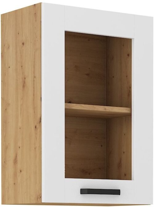 Wall cabinet 40 cm display case Luna white/artisan 40 GS-72 1F
