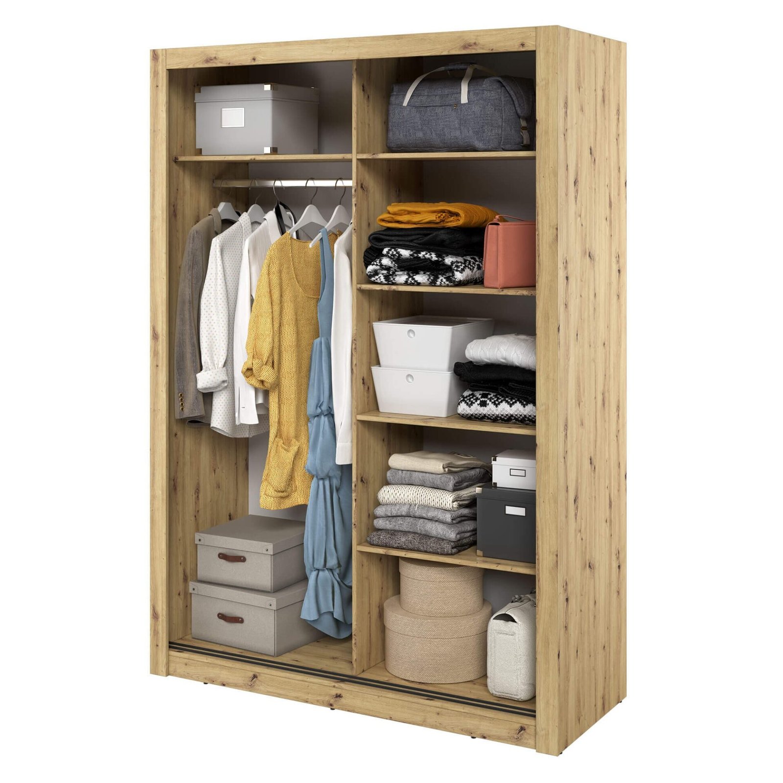 ARTI AR-18 2D sliding wardrobe with mirror | 150 cm | Artisan oak - Image 4
