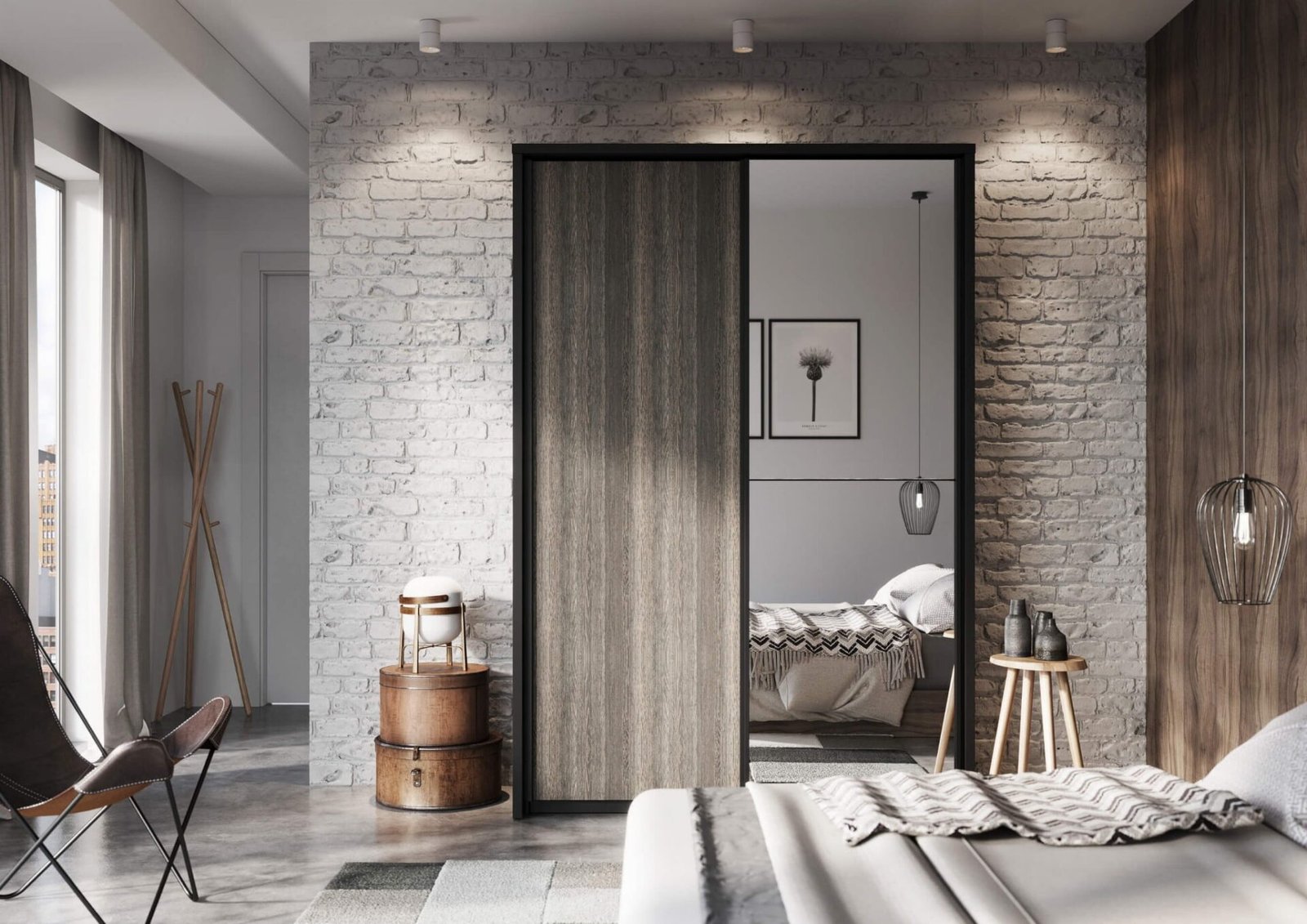 ARTI AR-21 two-door sliding wardrobe, black/artisan oak - Image 5