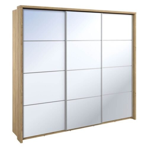 ARTI AR-27 3D sliding wardrobe | 240 cm | Mirror, LED lighting | Shetland oak