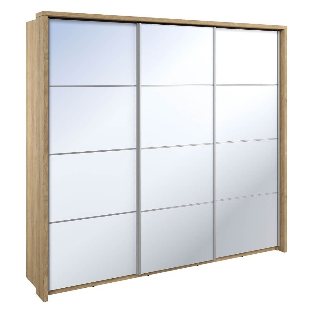 ARTI AR-27 3D sliding wardrobe | 240 cm | Mirror, LED lighting | Shetland oak