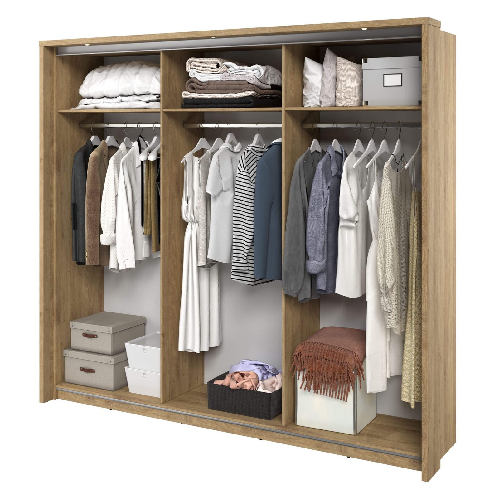 ARTI AR-27 3D sliding wardrobe | 240 cm | Mirror, LED lighting | Shetland oak - Image 4