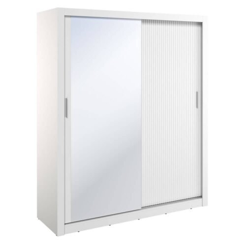 ARTI AR-28 2D sliding wardrobe | 180 cm | Mirror, LED lighting | White