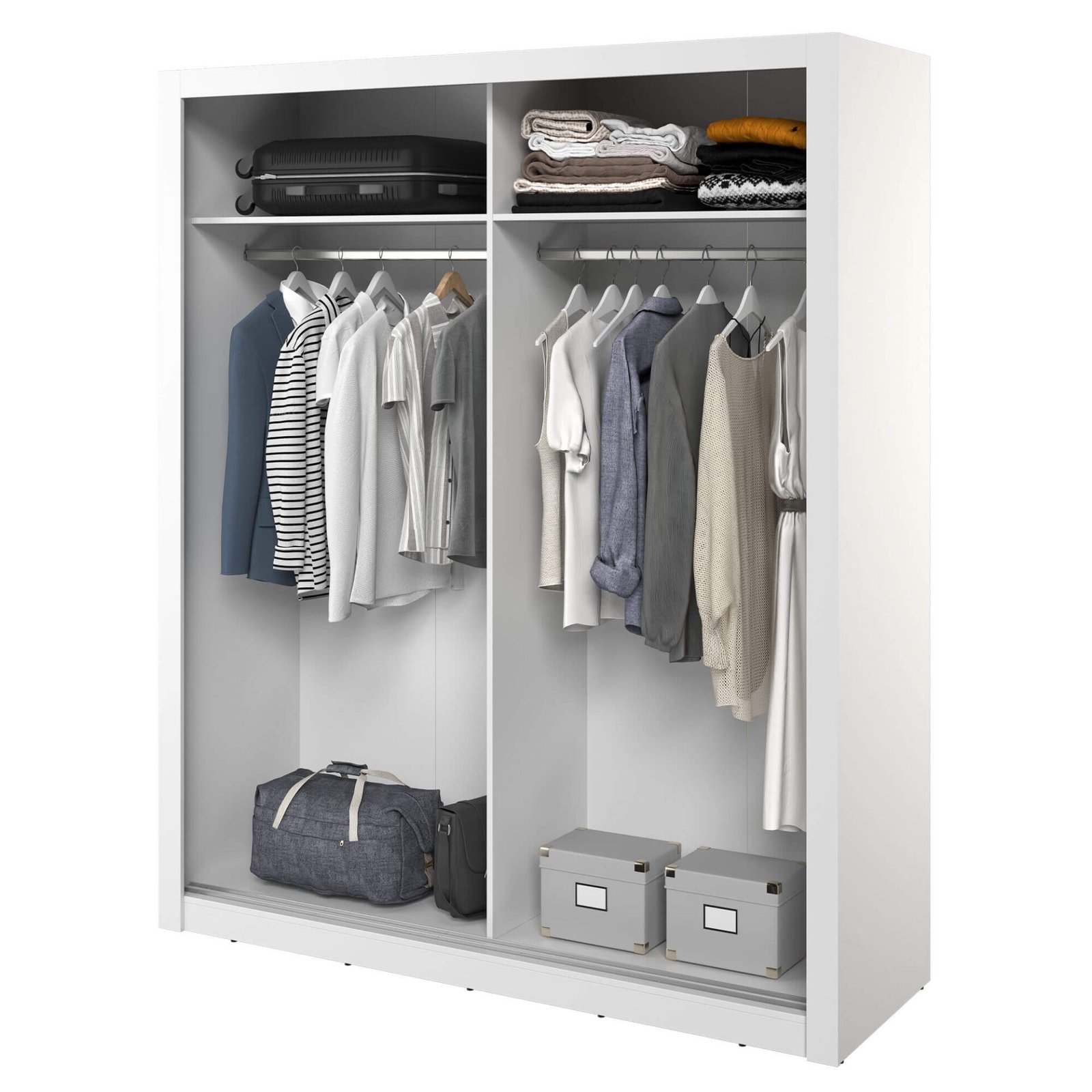 ARTI AR-28 2D sliding wardrobe | 180 cm | Mirror, LED lighting | White - Image 4