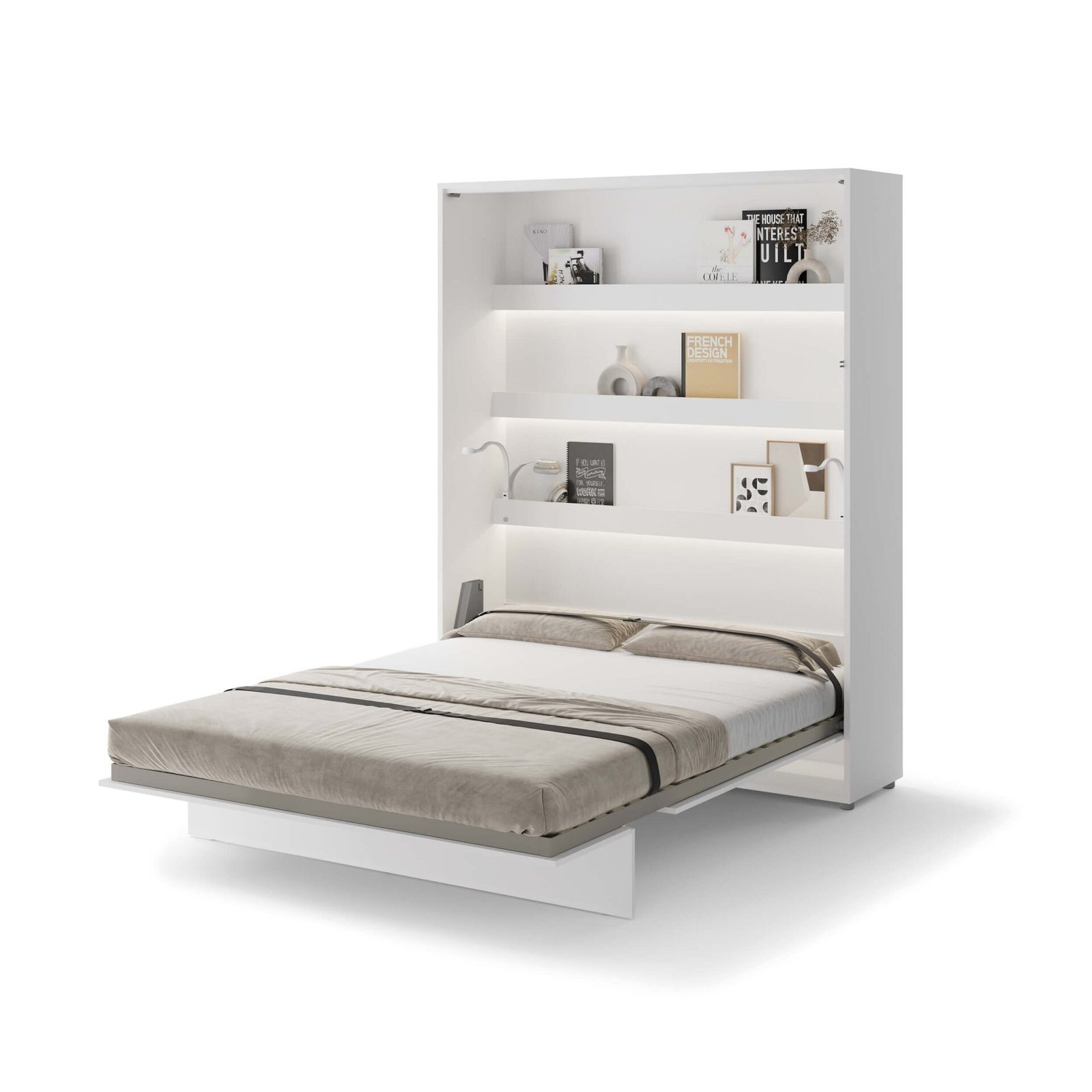 Lenart BED CONCEPT BC-12 vertical wall bed 160 cm glossy white - Image 5