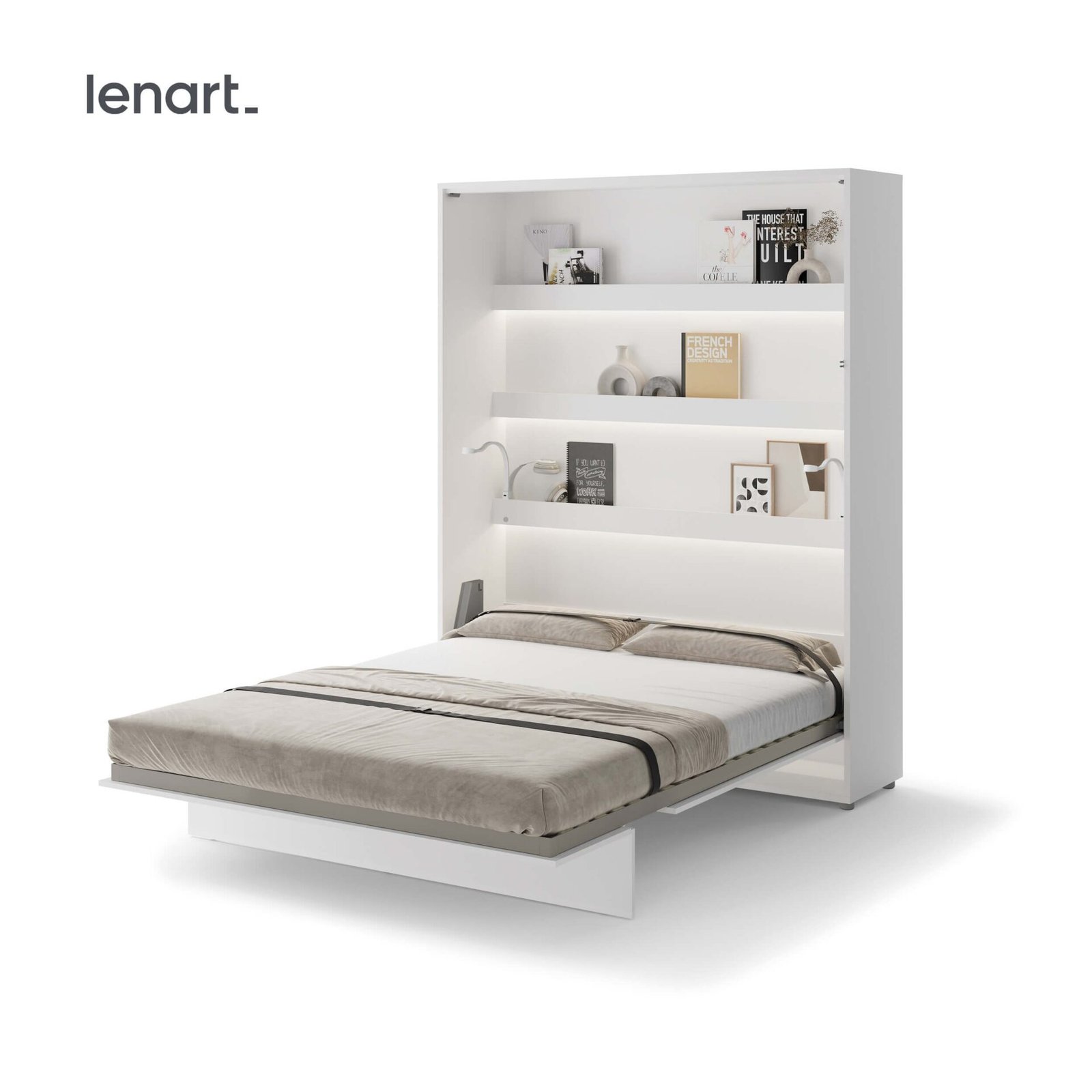 Lenart BED CONCEPT BC-12 vertical wall bed 160 cm white